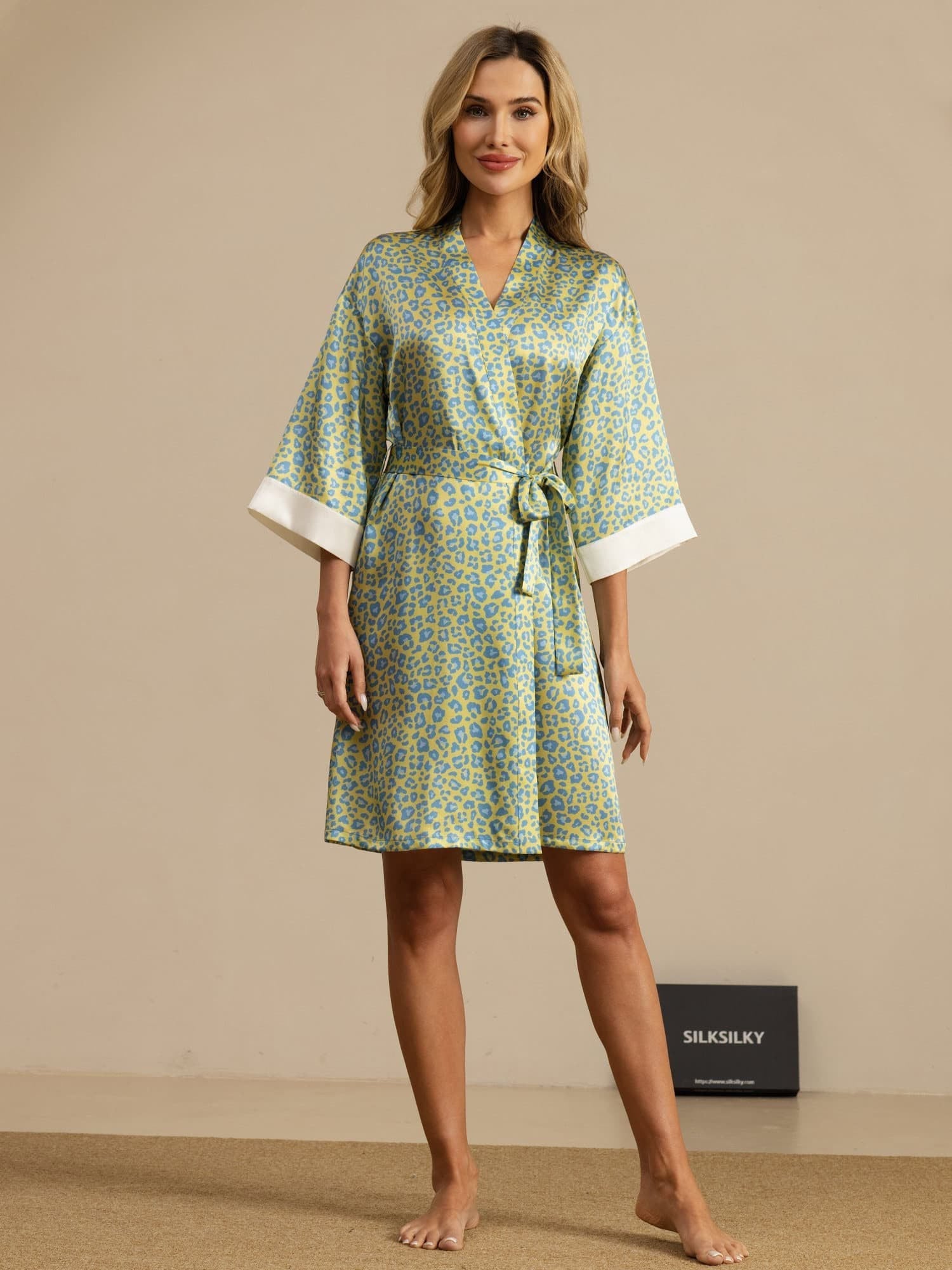 [Groene Luipaard] SilkSilky-NL 19Momme 3/4 Mouw Dames Kamerjas 006