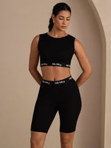 [Zwart] SilkSilky-NL Sleeveless Crew Neck Women's Outfit Sets 001