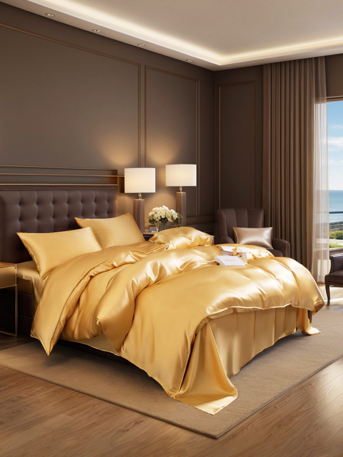 SilkSilky NL 19Momme Pure Silk Bedding Set Champagne 002