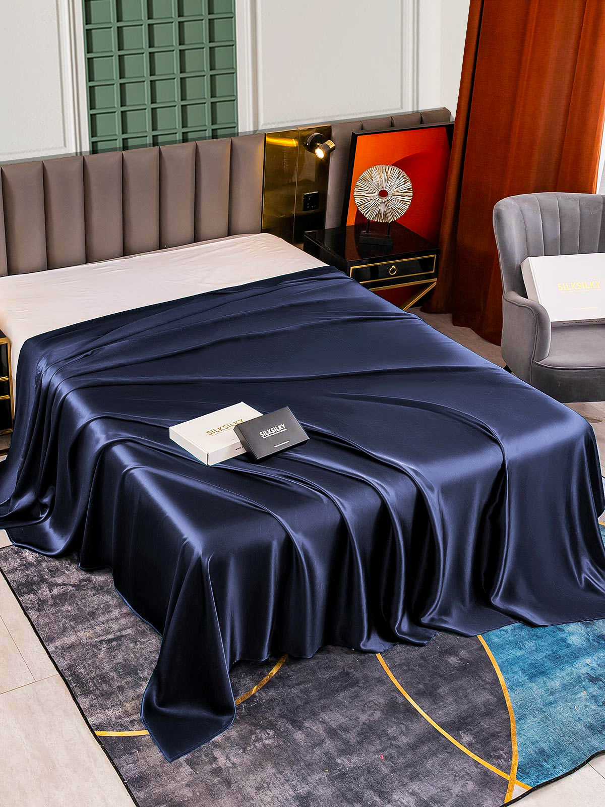 [Donkerblauw] SilkSilky-NL 25Momme Sheet 001