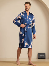 [Donkerblauw] SilkSilky-NL 19Momme Mens Robe 005