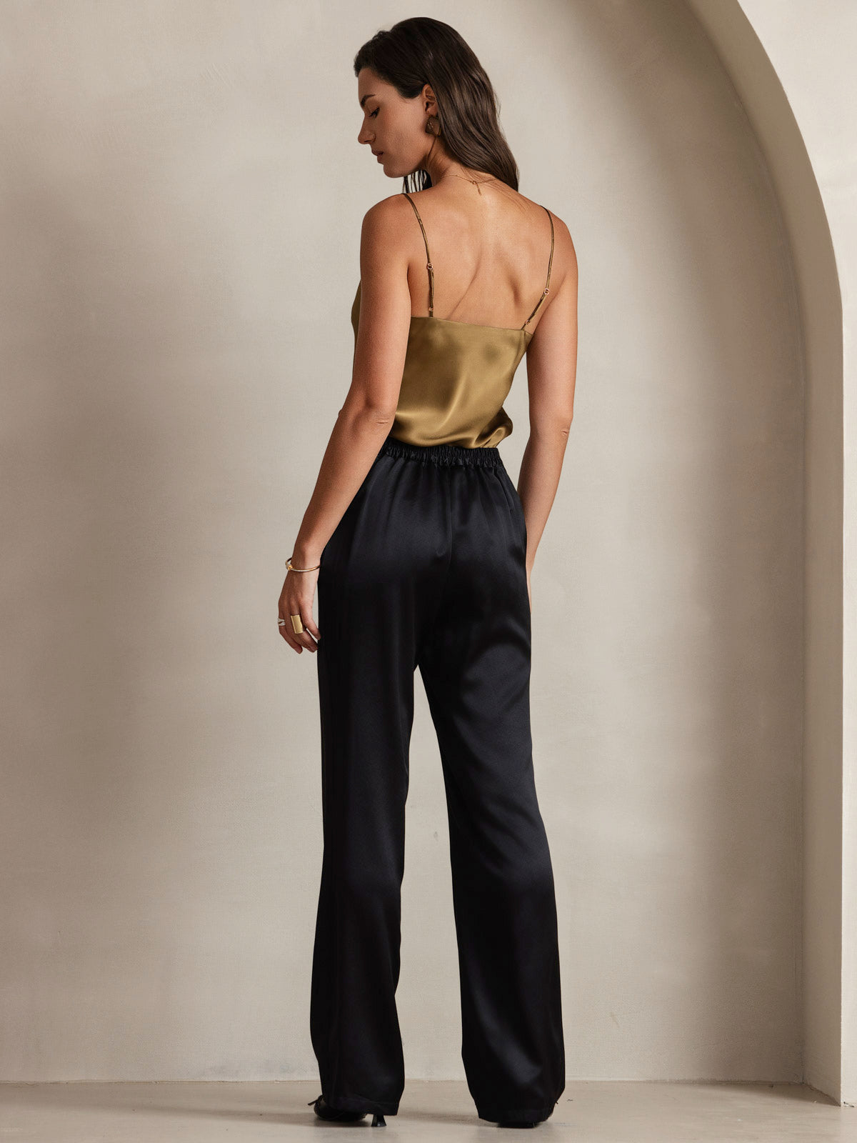 [Koffie] SilkSilky-NL V-Hals Cami-Top 005