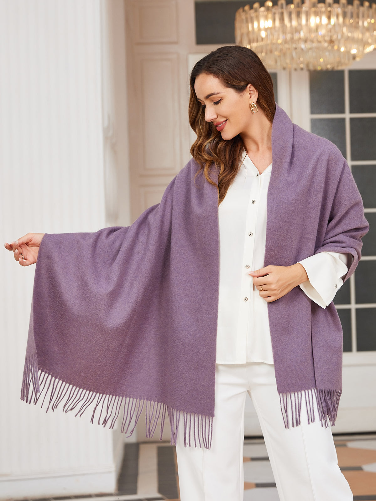 [Paars] SilkSilky-NL Wol Scarf 001