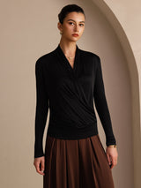 [Zwart] SilkSilky-NL Long Sleeve Blouse 004