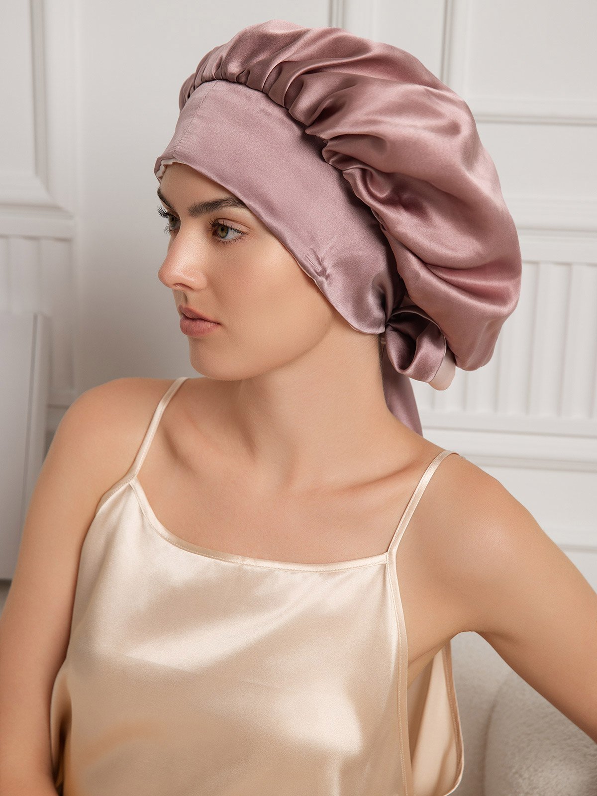 SilkSilky-NL Sleep Cap BleekMauve 001