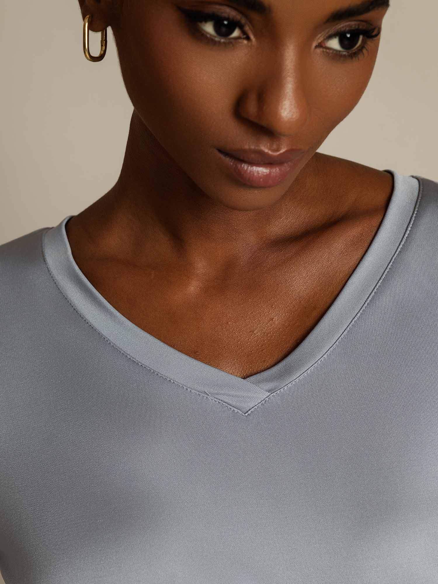 [Lichtgrijs] SilkSilky-NL Zijde Womens T-Shirt 004