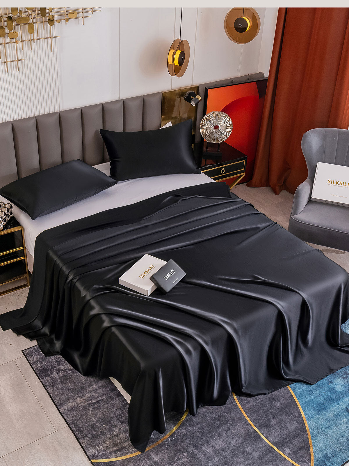 [Zwart] SilkSilky-NL 19Momme Bedding Set 001