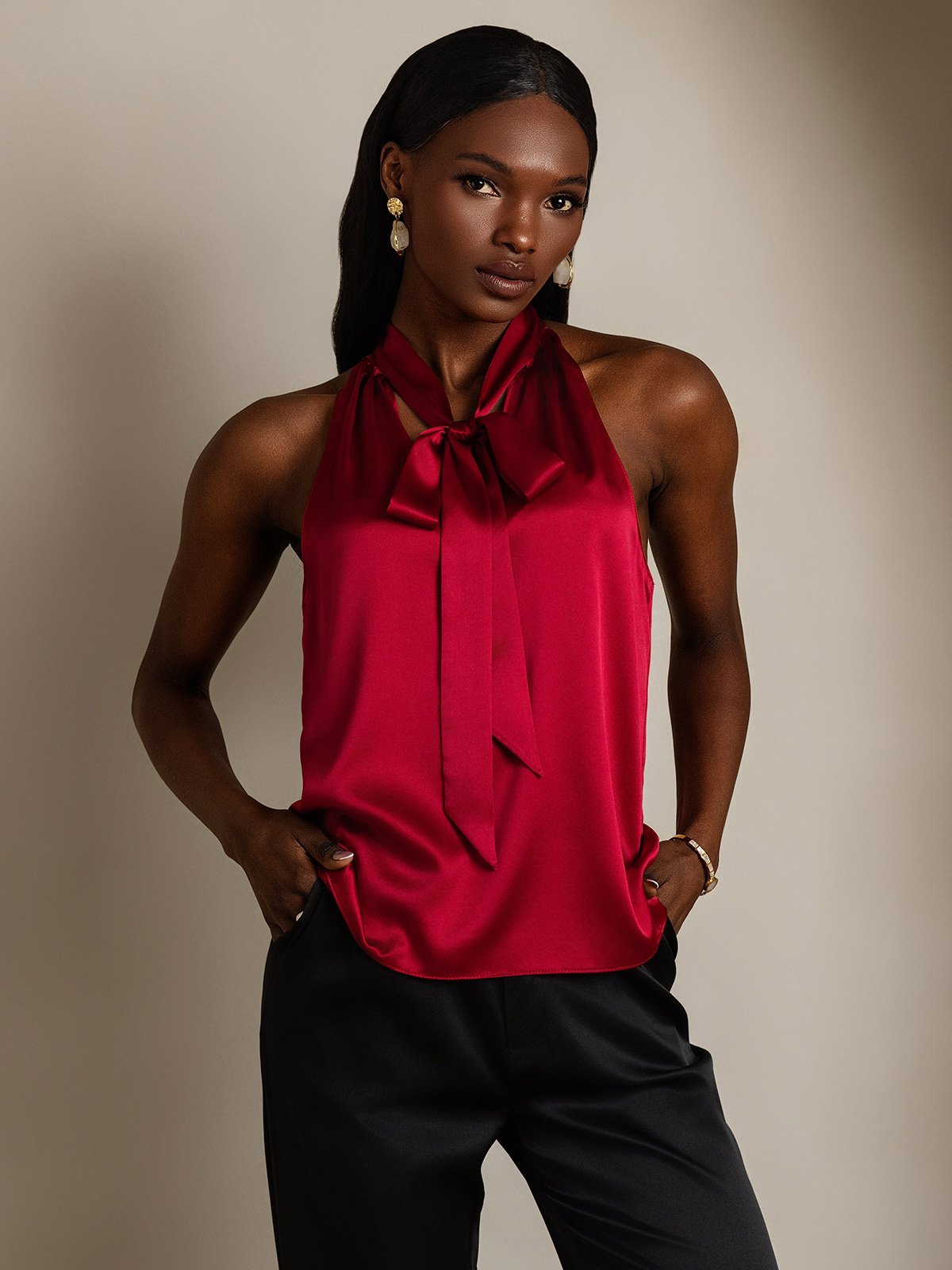 [Wijn] SilkSilky-NL 19Momme Zijde Womens Shirt 003