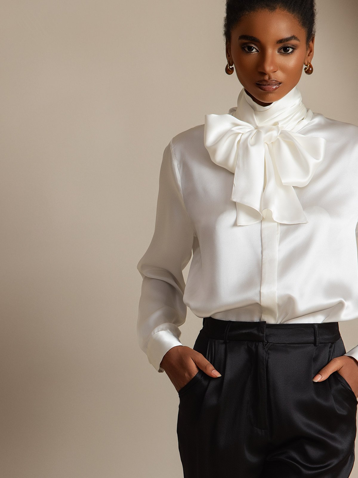 [Wit] SilkSilky-NL 19Momme Zijde Womens Shirt 004