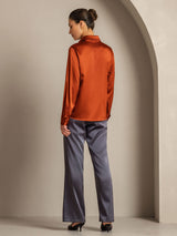 [Karamel] SilkSilky-NL Long Sleeve Lapel Collar Dames Blouse 010