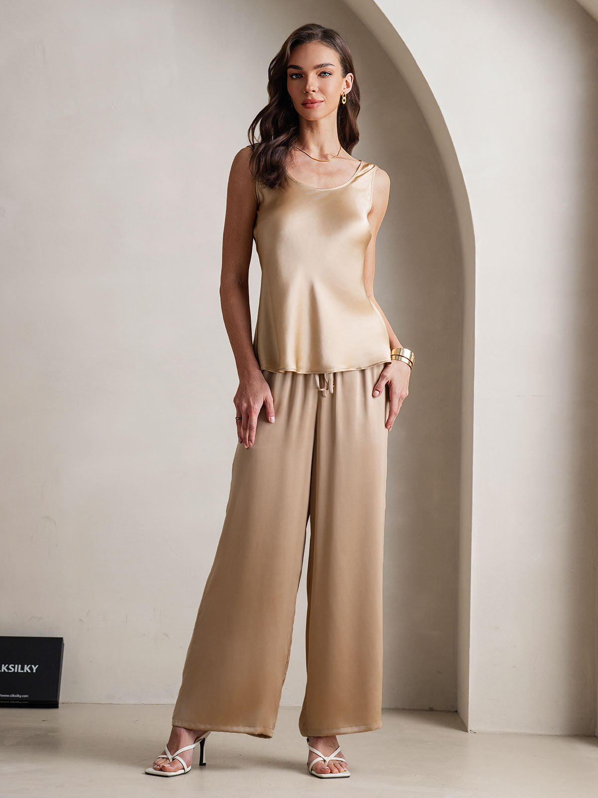 [Champagne] SilkSilky-NL Boat Hals Cami-Set 004