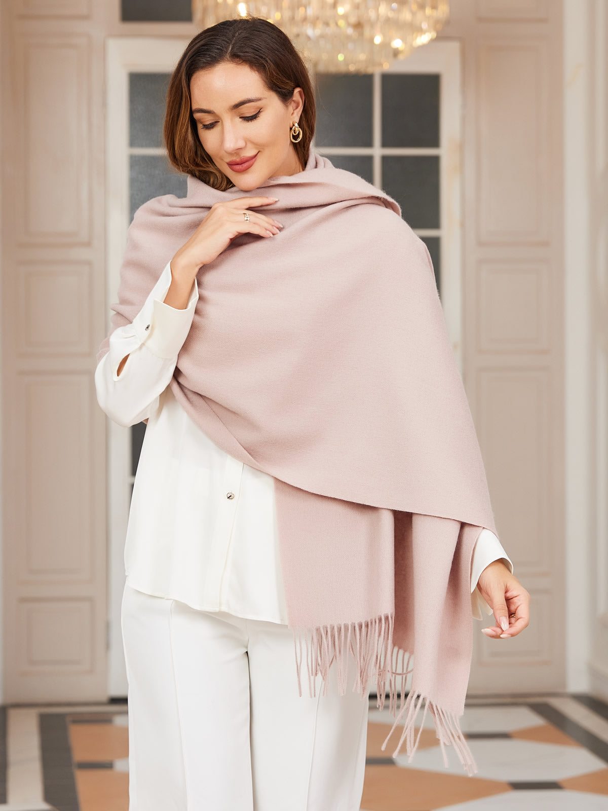 [Lichtbeige] SilkSilky-NL Wol Scarf 004