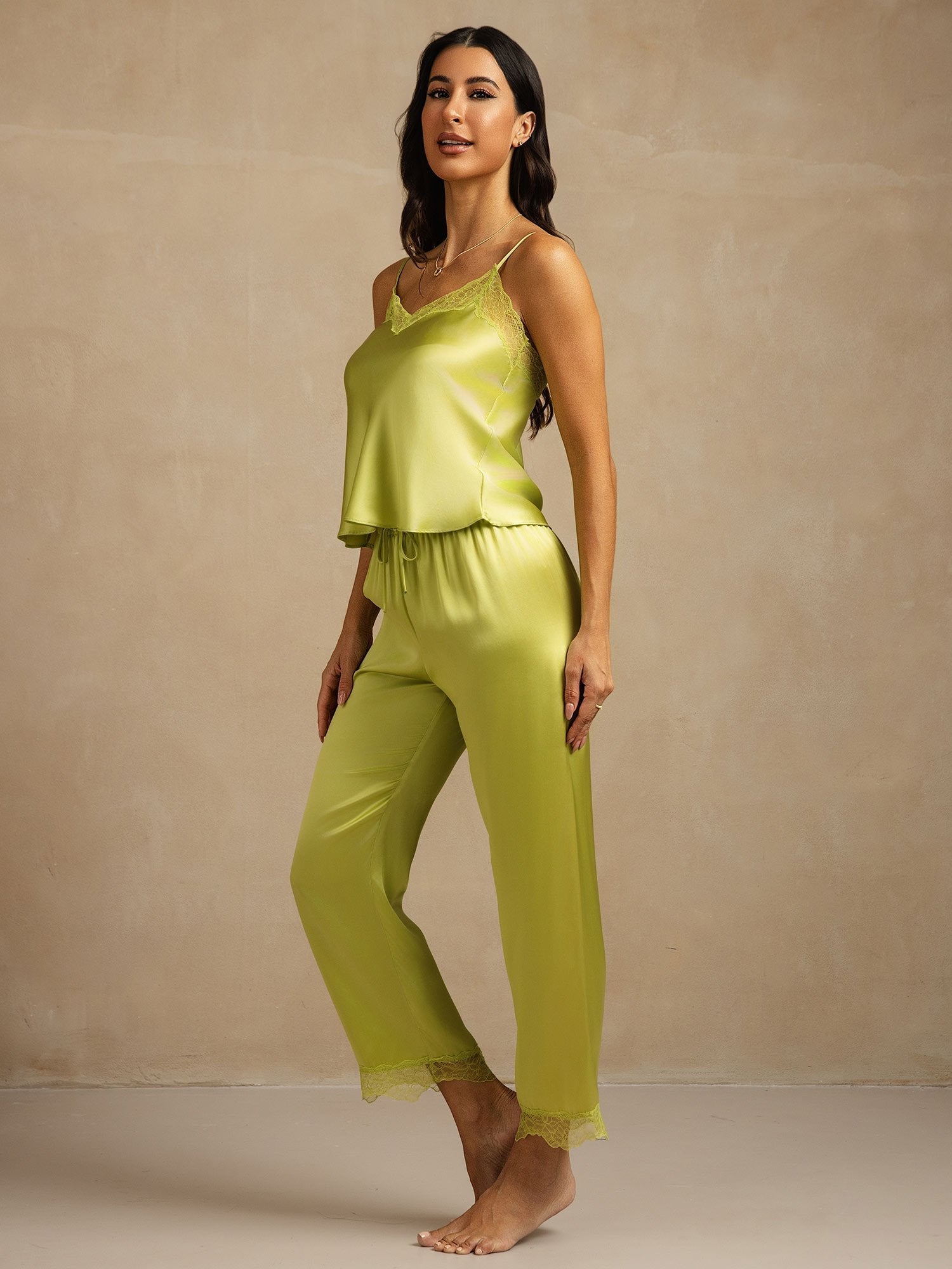 [Mintgroen] SilkSilky-NL Zijde Camisole Set 003