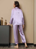 SilkSilky-NL Lange Mouw Revers Dames Pyjama Set Lavendel 002