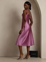 [Donkerpaars] SilkSilky-NL Spaghetti Strap V Neck Jurk 002