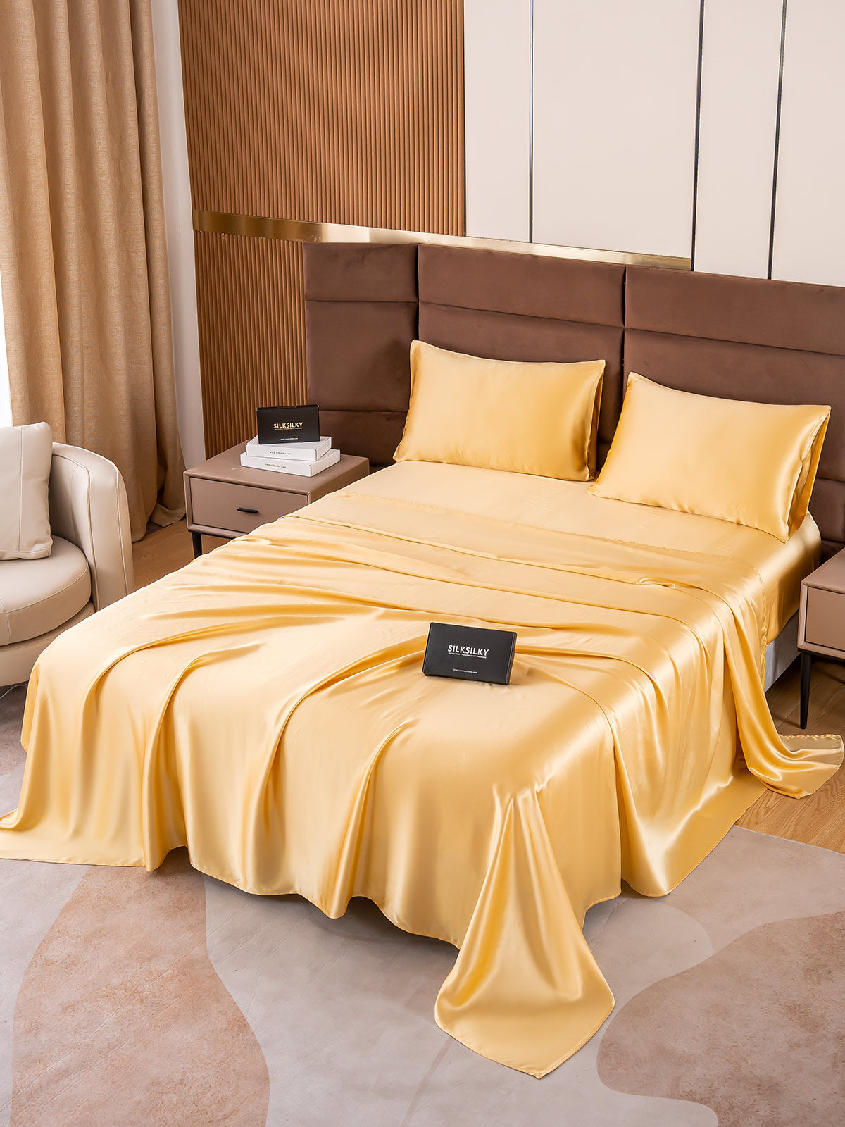 SilkSilky NL 19Momme Pure Silk Bedding Set Champagne 005