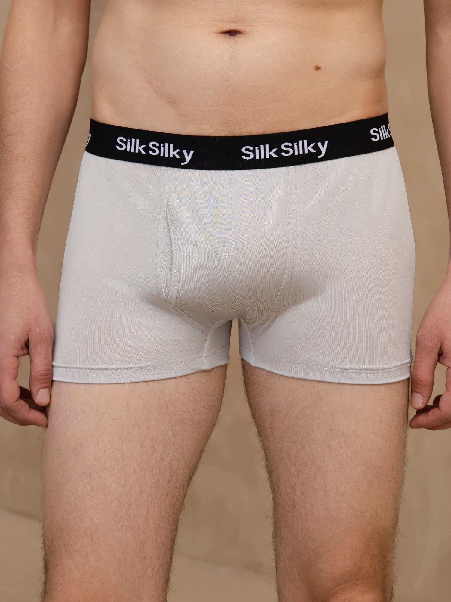 [Lichtgrijs] SilkSilky-NL 100% Silk Jersey Heren Ondergoed 003