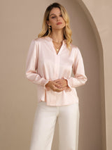 [Roze] SilkSilky-NL Long Sleeve Split Blouse 004