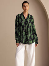 [Zwart Mos] SilkSilky-NL Long Sleeve Lapel Collar Blouse 003