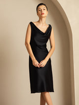 [Zwart] SilkSilky-NL Sleeveless Cowl Neck Jurk 008