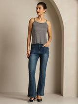 [Zwarte Streep] SilkSilky-NL Square Neck Cami-Top 008