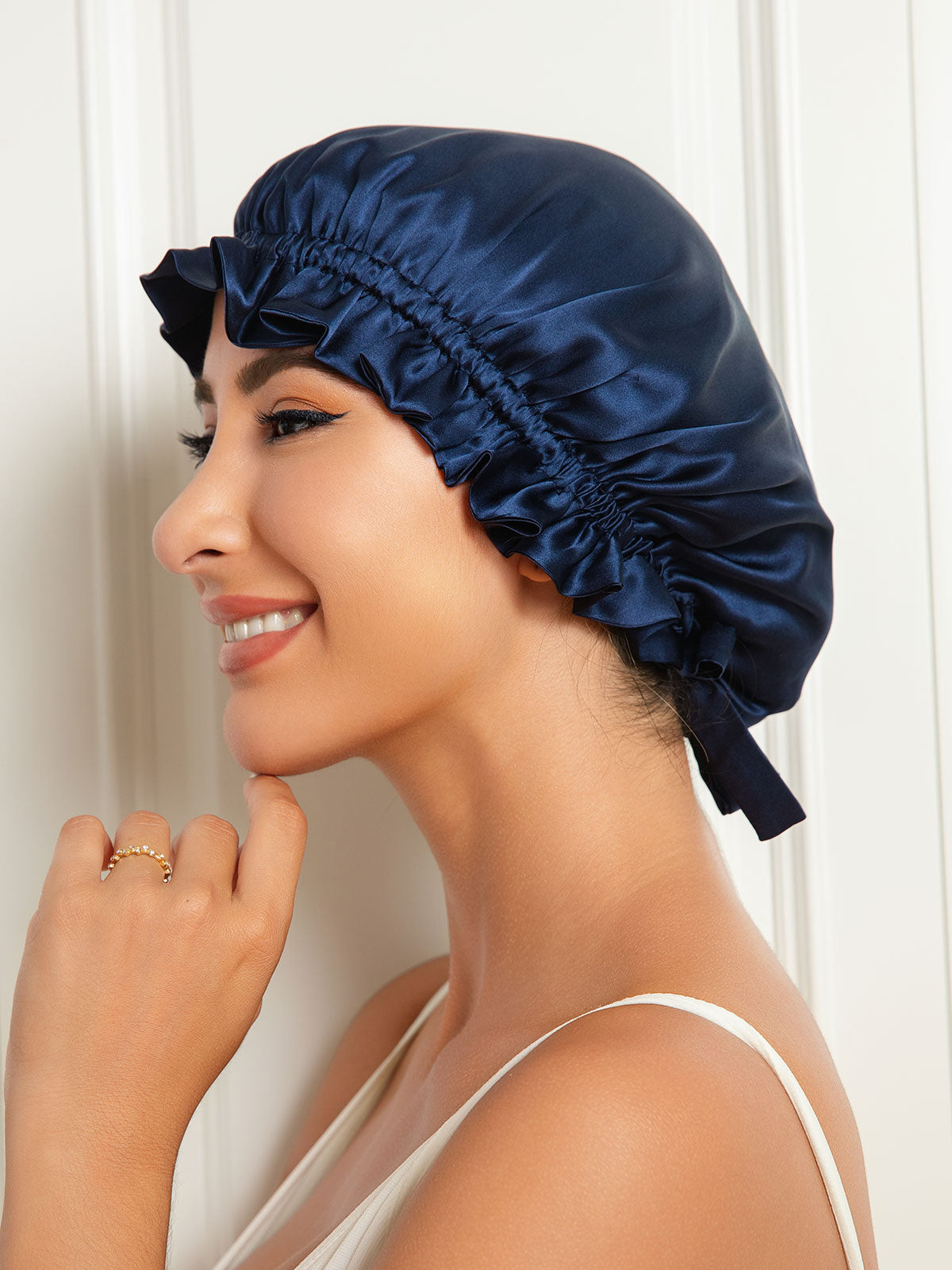 [Donkerblauw] SilkSilky-NL Sleep Cap 004