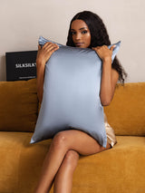 [Grijsachtig Blauw] SilkSilky-NL 22Momme Pillowcase 005