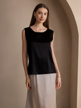 [Zwart] SilkSilky-NL Sleeveless Round Neck Cami-Top 001
