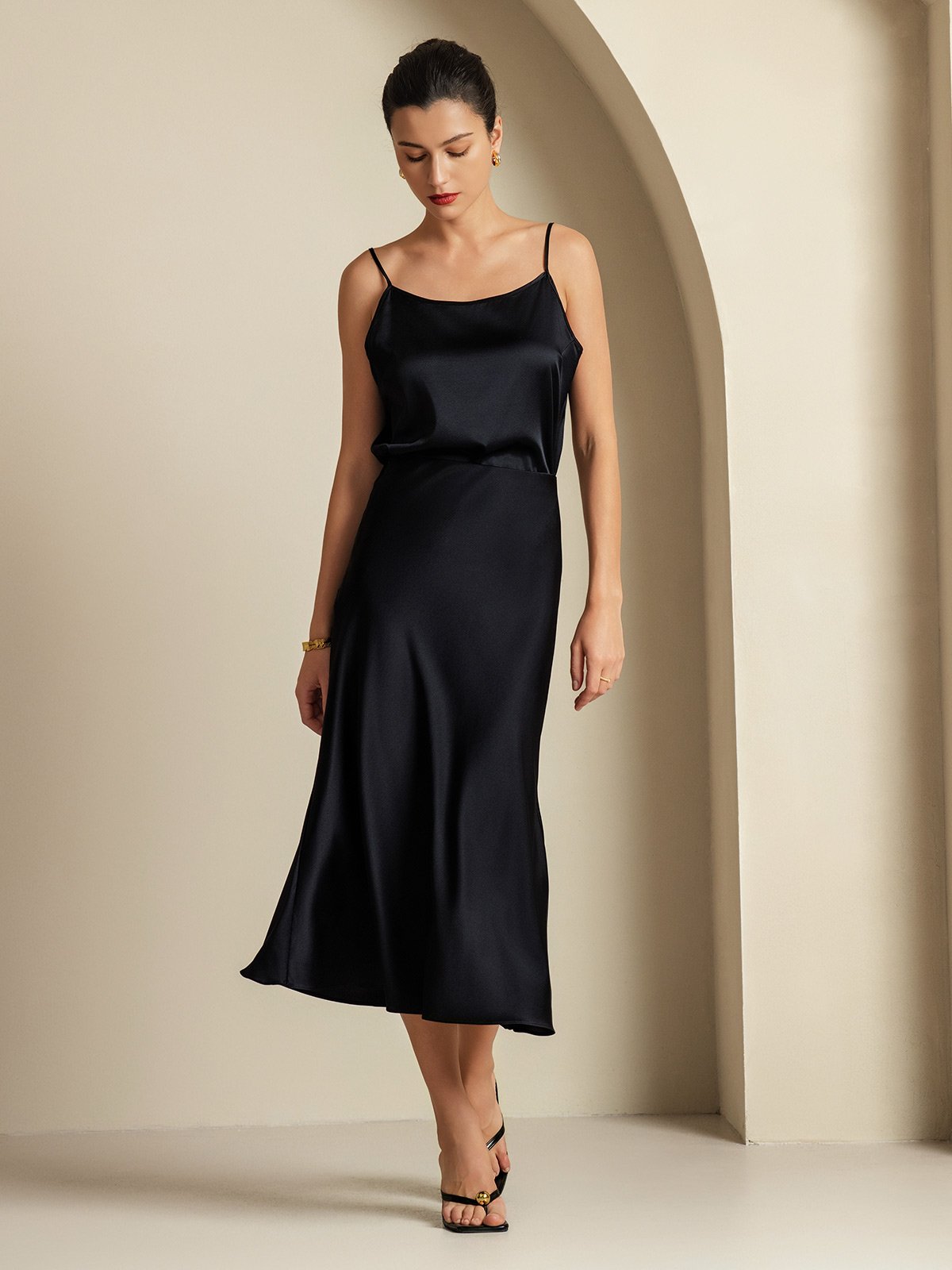 [Zwart] SilkSilky-NL 19Momme Zijde Womens Outfit Sets 001,