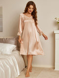 SilkSilky NL Pure Silk Lange Mouw Nightgown Champagne 004