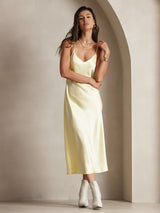 [Lichtgeel] SilkSilky-NL Spaghetti Strap V Neck Jurk 003