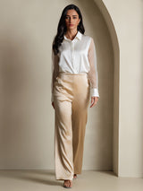 [Wit] SilkSilky-NL Long Sleeve Lapel Collar Dames Blouse 006