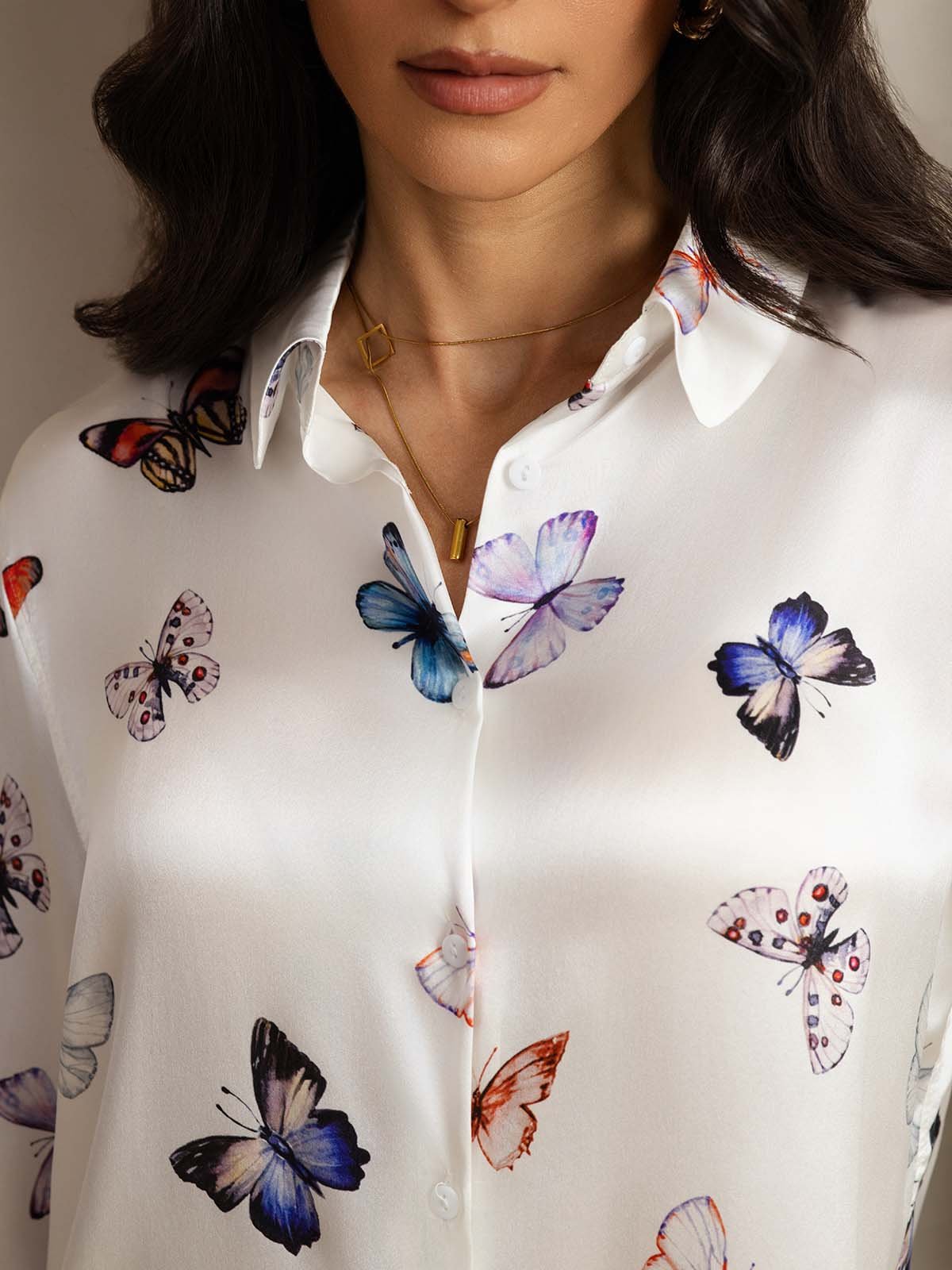 [WitteVlinder] SilkSilky-NL 19Momme Zijde Kraag Women''s Outfit Sets 005