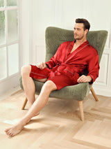 [Wijn] SilkSilky-NL Pure Silk 3/4 Mouw Mens Robe 007
