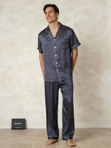 [MarineGinkgo] SilkSilky-NL Zijde Kraag Heren Pyjama Set 001