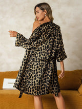 [Leopard] SilkSilky-NL Zijde Nightgown&Robe Set 002,