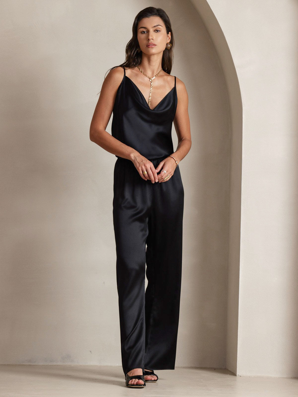 [Zwart] SilkSilky-NL 19Momme Zijde Camisoles 008