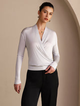 [Grijs] SilkSilky-NL Long Sleeve Blouse 003