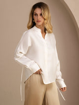 [Wit] SilkSilky-NL Long Sleeve Split Blouse 003