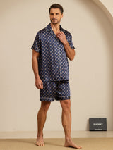 [Marine Ketting] SilkSilky-NL Korte Mouw Notchkraag Heren Pyjama Set 007