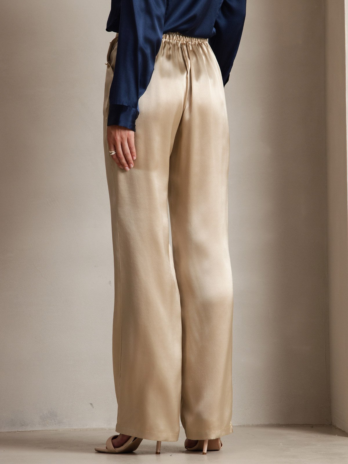 [Champagne] SilkSilky-NL 19Momme Zijde Womens Pants 004