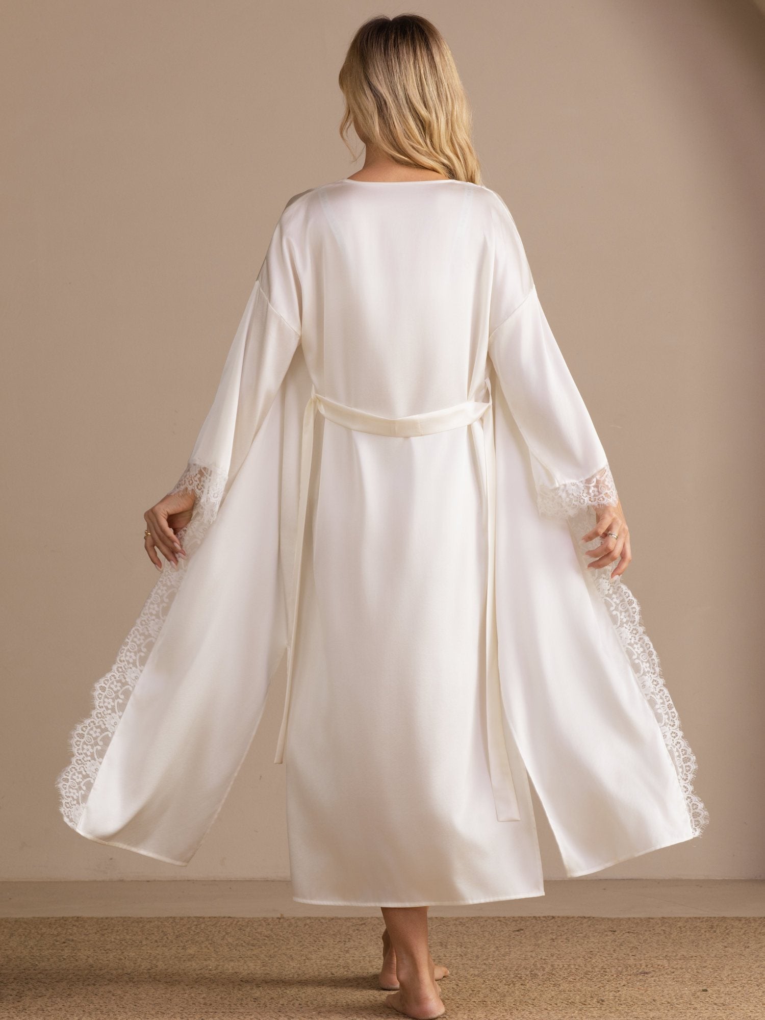 [Wit] SilkSilky-NL 3/4 Sleeve Womens Robe 002