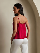 [Wijn] SilkSilky-NL Spaghetti Strap Cowl Neck Cami-Top 002