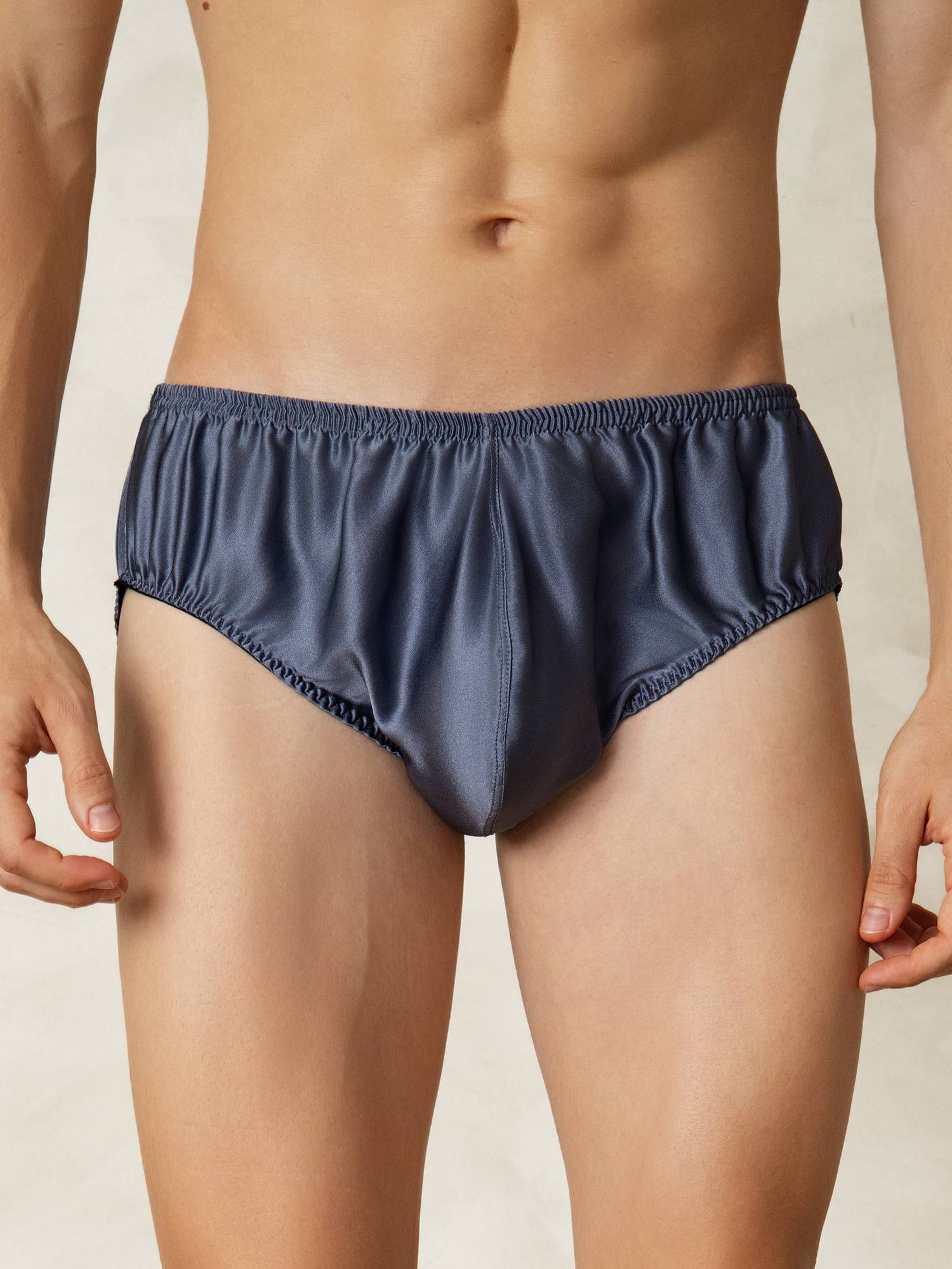 [GrijsachtigBlauw] SilkSilky-NL Zijde Mens Underwear 001