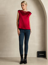 [Wijn] SilkSilky-NL Cap Sleeve Round Neck Dames T-Shirt 007