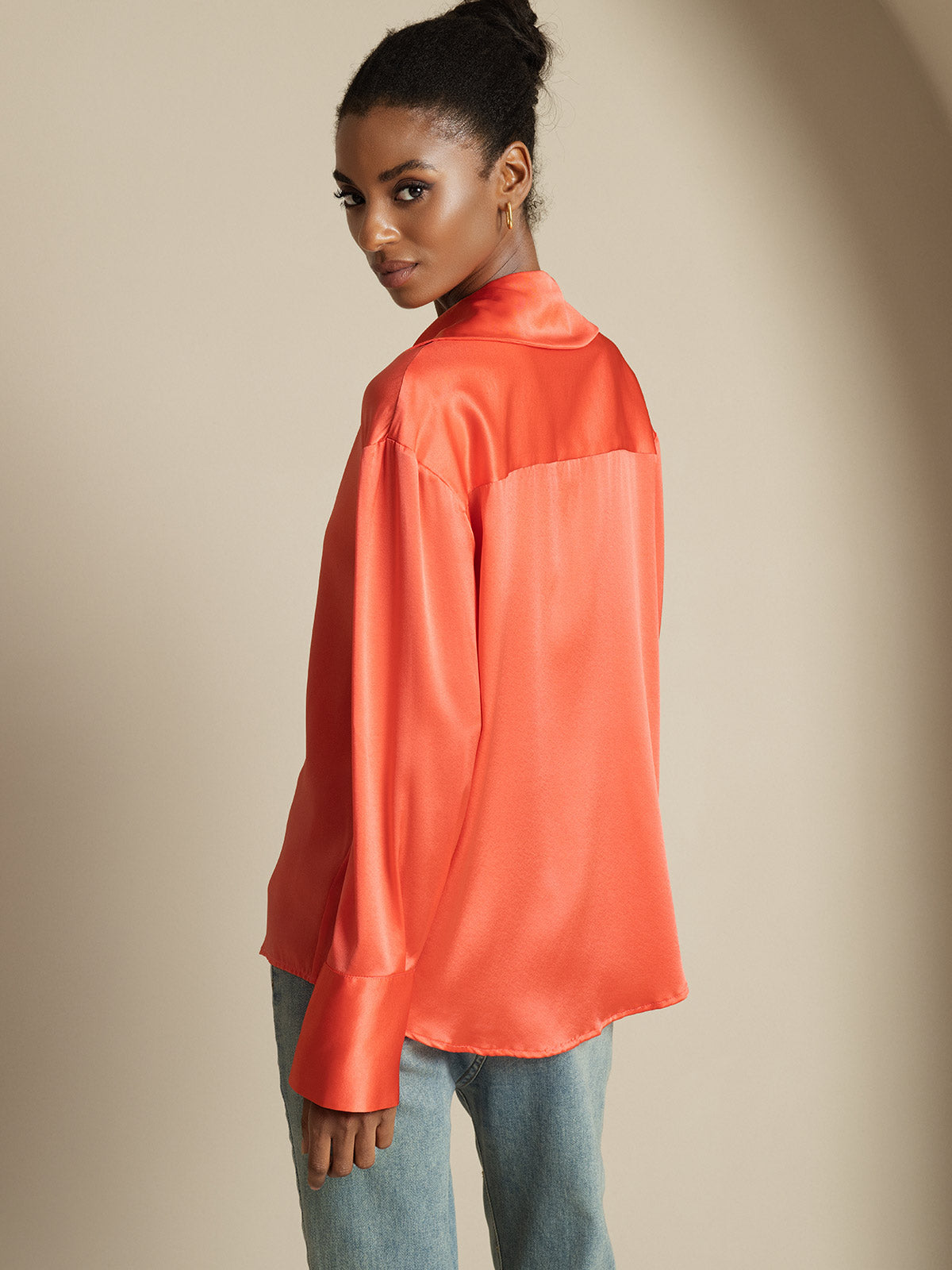 [Keizerlijk Rood] SilkSilky-NL 19Momme Zijde Womens Shirt 002