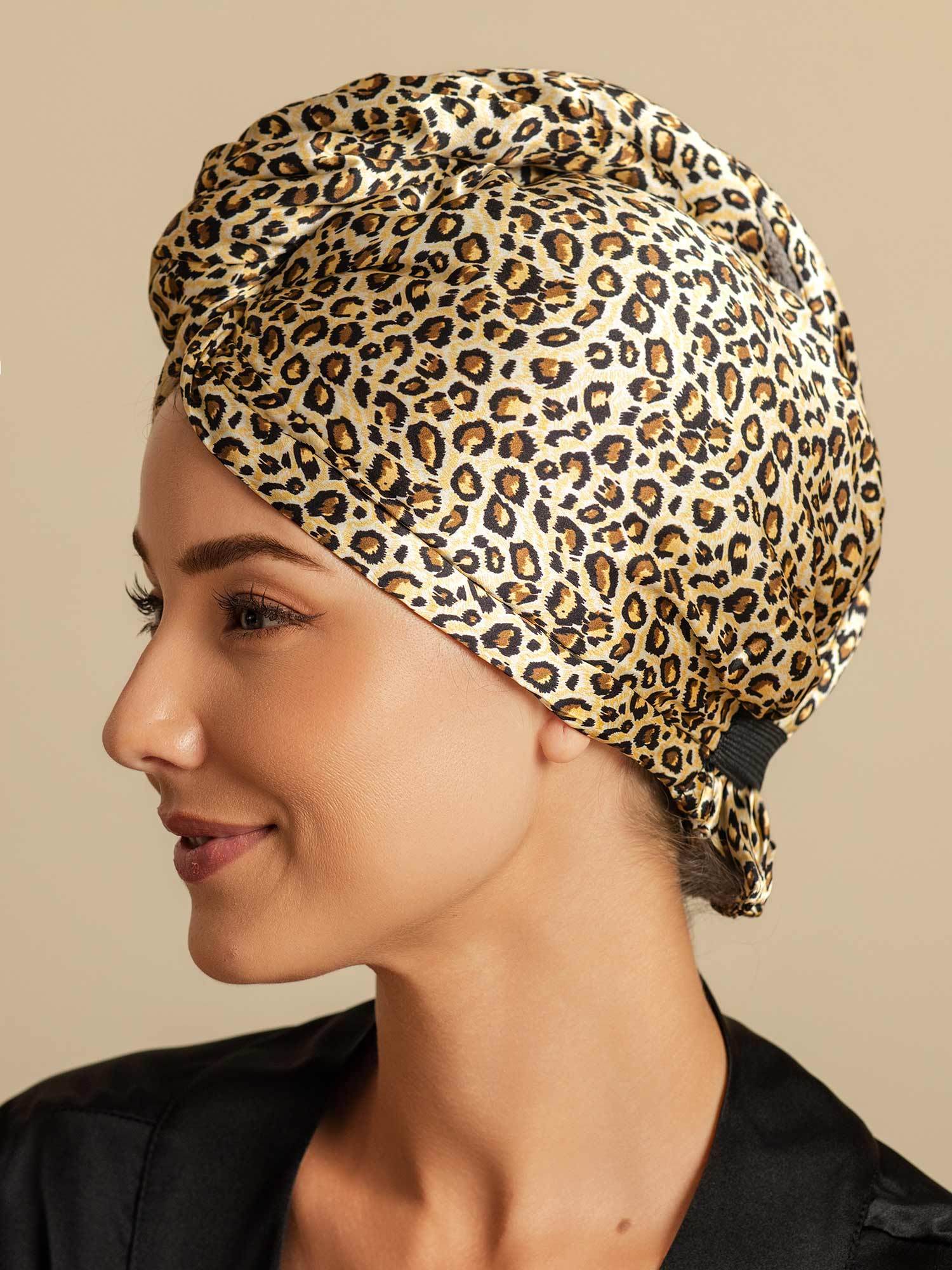 [Leopard] SilkSilky-NL Zijde Hair Towel Wrap 005,