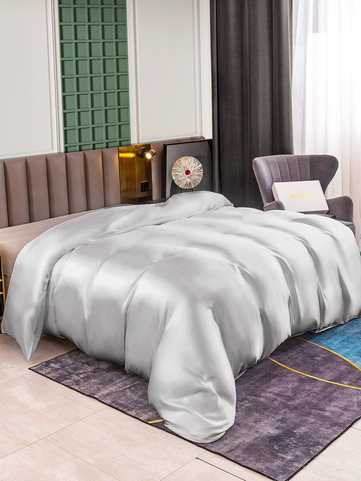 SilkSilky-NL 25Momme Duvet Cover Zilver 001