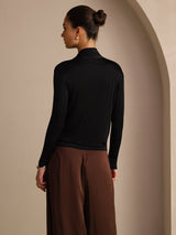 [Zwart] SilkSilky-NL Long Sleeve Blouse 002