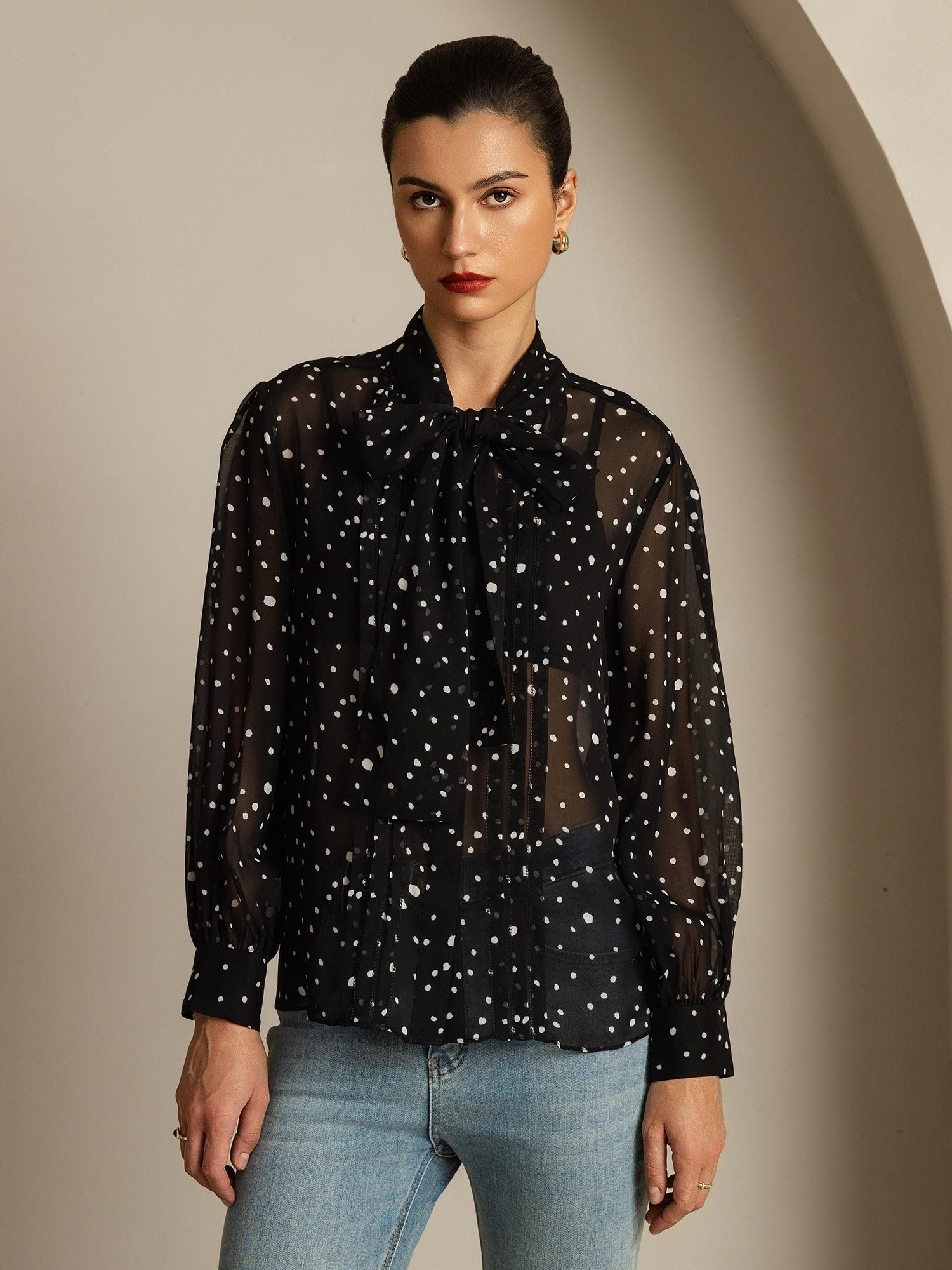 [Stippen] SilkSilky-NL Zijde Womens Shirt 003